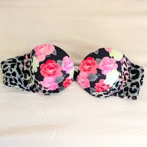 Pink Victoria's Secret 34A Strapless Heartbreaker Plunge Multi way Bra